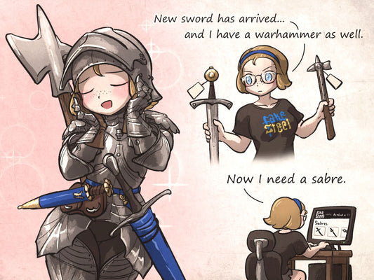 When a LARPer waifu who is so addicted to FakeSteel Armory brand.